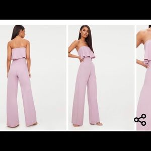 Mauve Bardot double layer jumpsuit